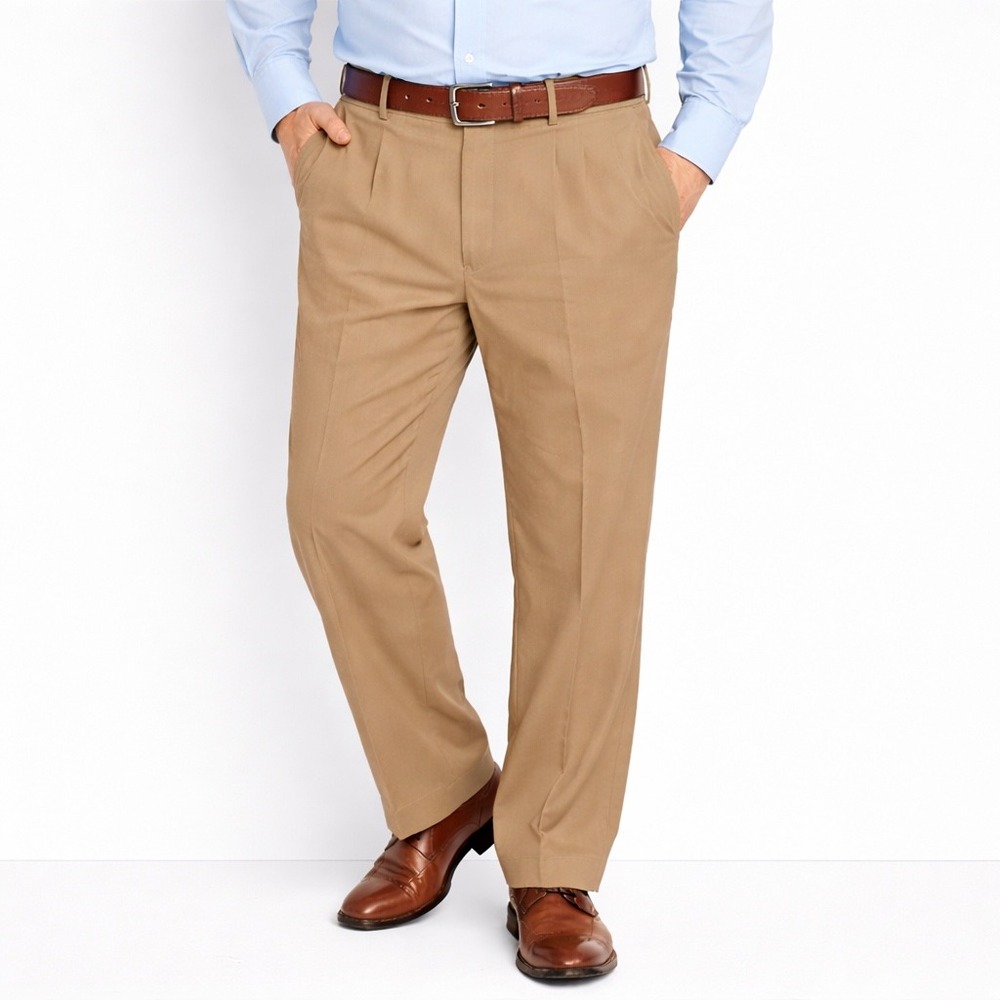 NWT‎ Men's Van Heusen Khaki Dress Pants 40x30 Classic Fit Flat Front Stretch